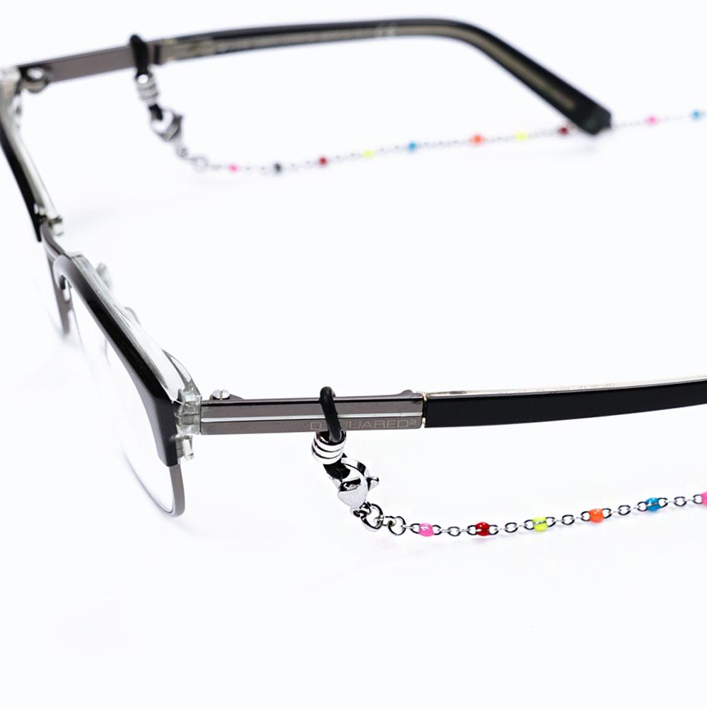 Jeibanseukeullaesig Color Ball Point Surgical Steel Eyeglass Chain Mask Necklace (C2001-An667_Sv)
