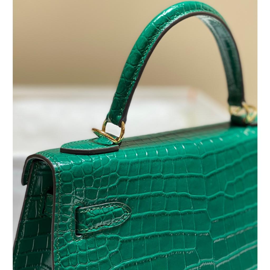 Leather second-generation crocodile pattern first layer cowhide portable shoulder messenger bag commuting 25cm commuting wind