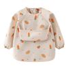 1PC Child Feeding Bib Waterproof Long Sleeve Apron Rice Pocket Feeding Blouse Toddler Bibs Children's Summer Thin Feeding Smock