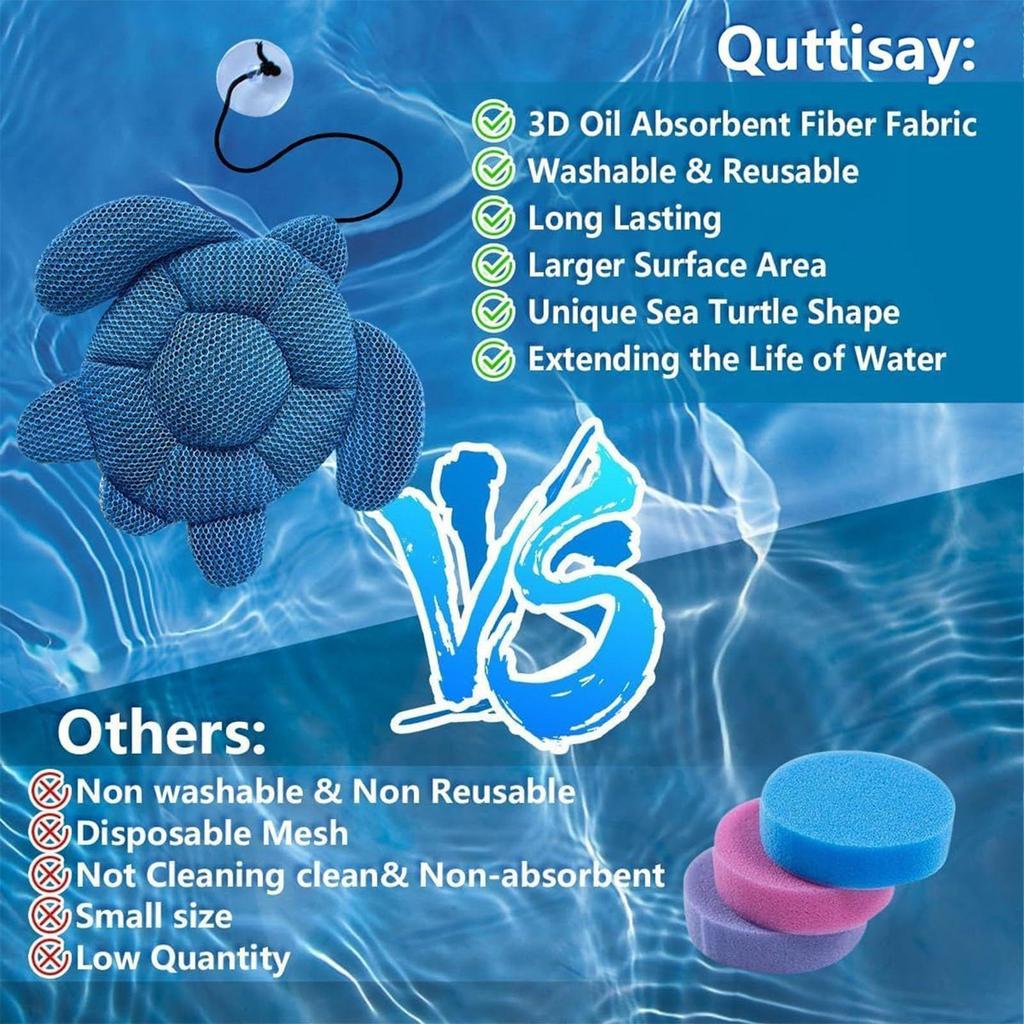 Absorbente de Espuma para Jacuzzi Reutilizable Esponja Absorbente de Aceite para Spa Tortuga Flotante Skimmer Removedor de Espuma Filtro de Espuma Limpiador de Agua para Bañera