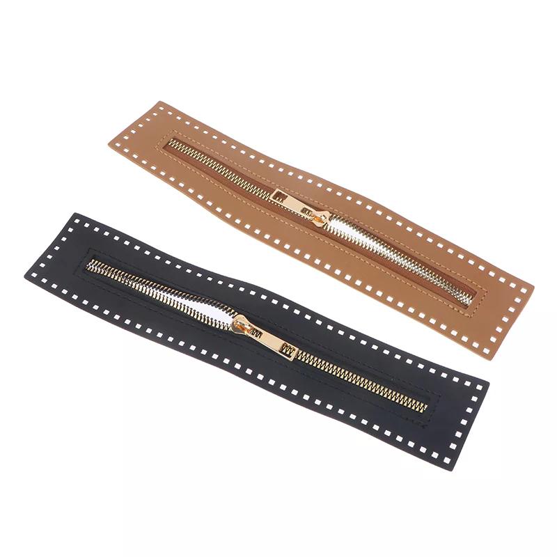 Replaceable DIY Sewing Leather Zipper Useful for Crochet Bag Hardware Soild Zipper Sewing Accessory Handbag PU Leather Zipper
