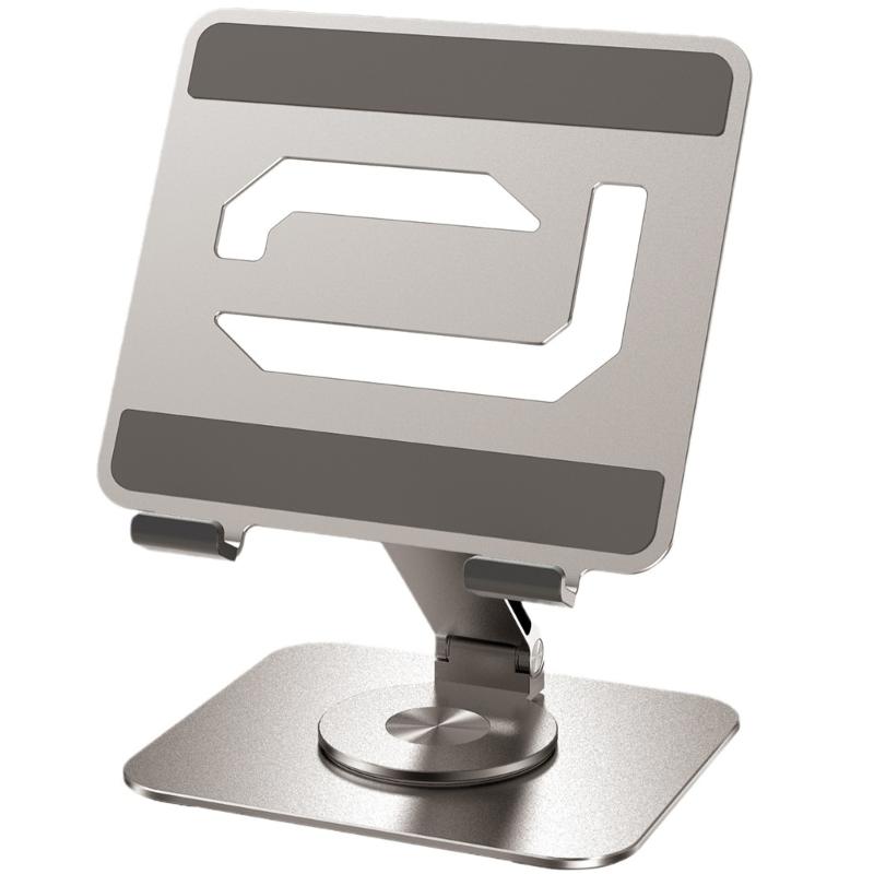 Foldable Tablets Holder Ergonomic 360Swivel Base Heat Dissipation Design Solid Metal Construction for Tablets Phone 1