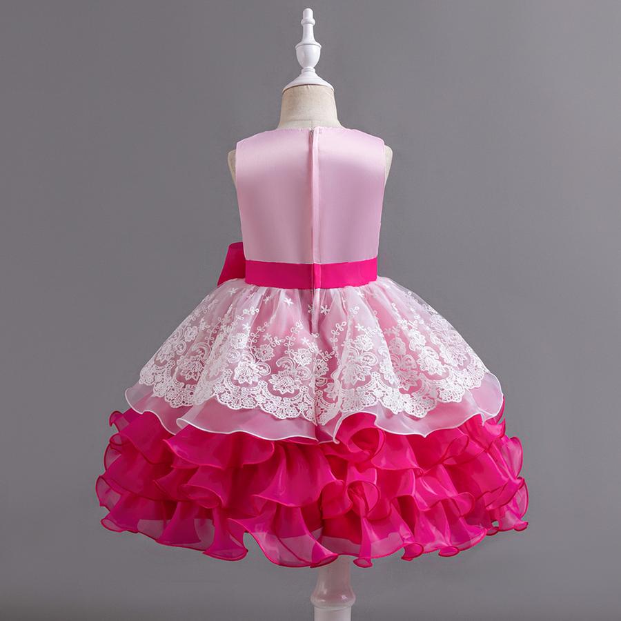 Girls Bow Flower Wedding Party Birthday Party Tutu Dress Stage Performance Costume