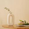 White Ceramic 'Polo Donut Vase' Set of 2 (9 & 8 Inches) | Decorative Donut Ring Vase for Dried Flowers and Pampas Grass | Vases for Home Decor
