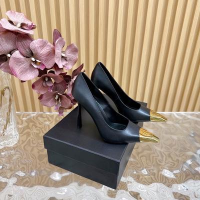 2024 Herbst und Winter neue Promi Metall spitze hohe Absätze Damen schwarz flacher Ausschnitt Königsschwester sexy Temperament dünner Absatz Schuhe