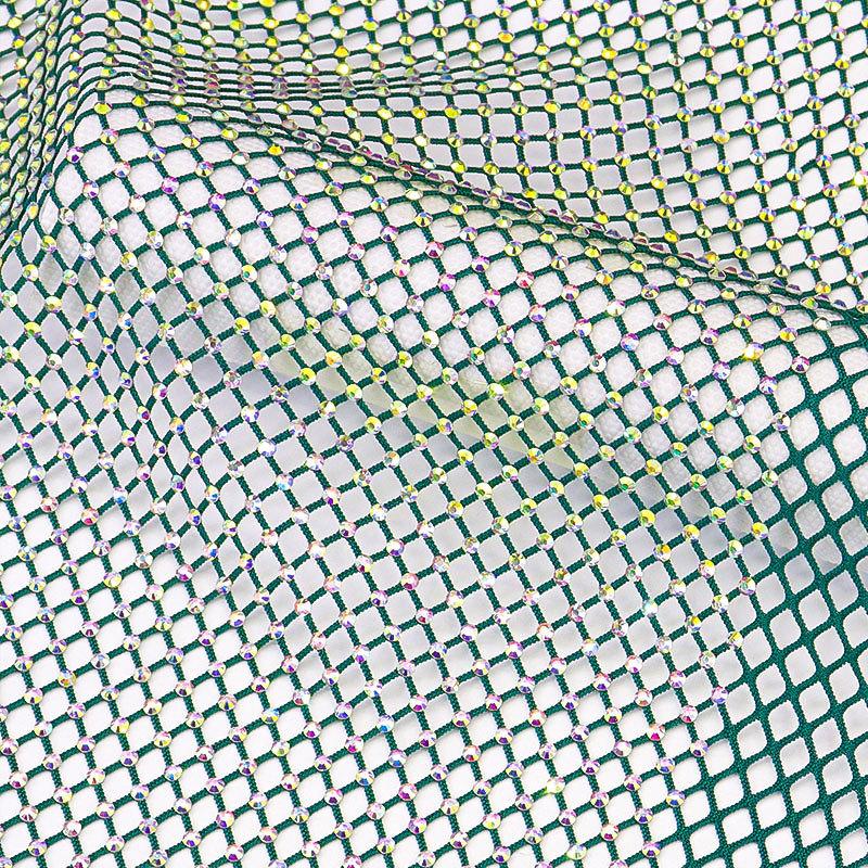 Tessuto a Rete Strass Cristallo Bling Lucido Elastico Scintillante Rete Traforata 1*5M Tessuto Fai da Te Abiti Borsa Creazione Decorazioni per Feste