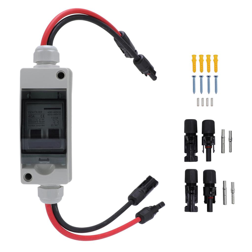 40A Solar Panel Disconnect Switch IP65 Water Proof 2P Circuit Breaker Box for PV Grid Connected Off