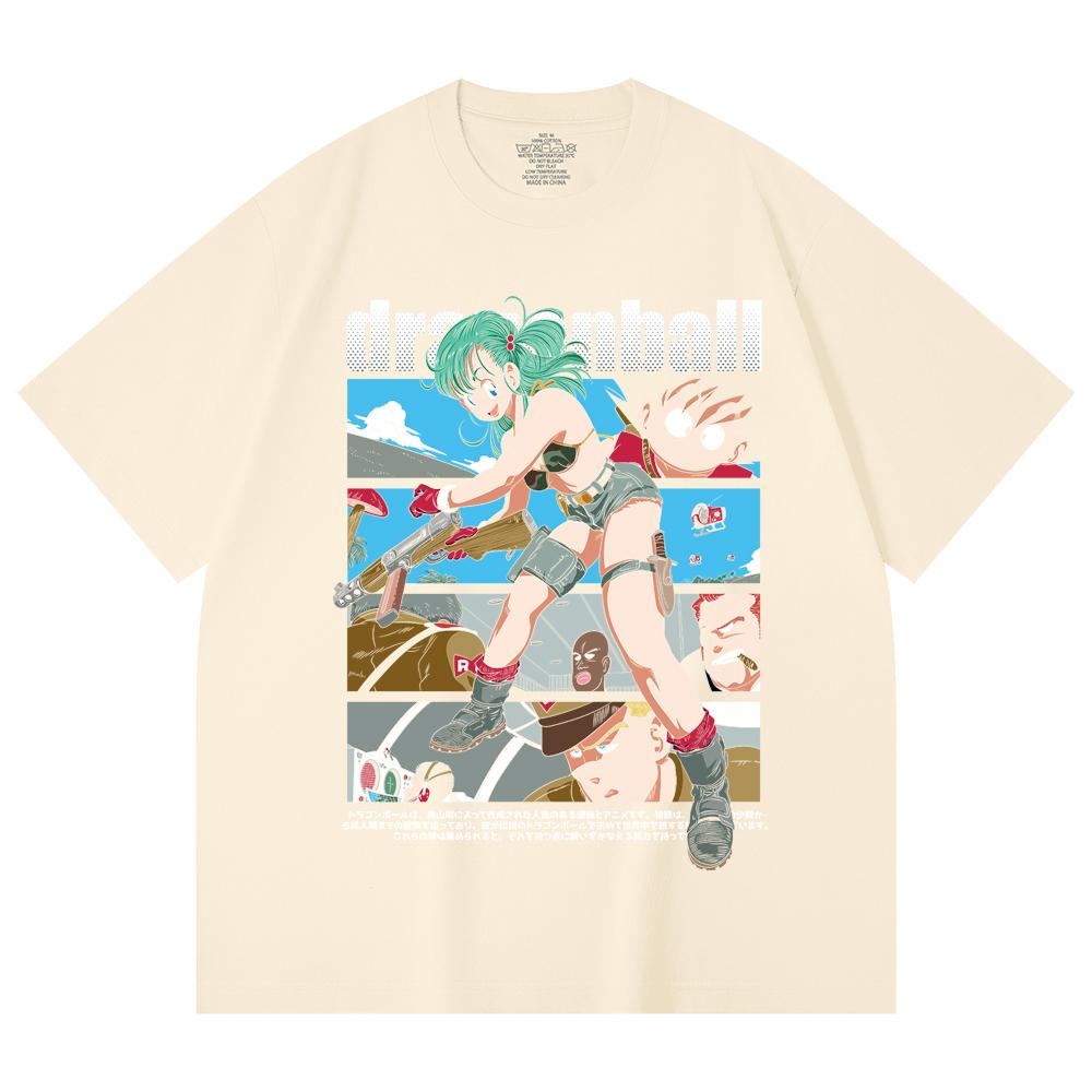 230 Gsm 100% Cotton Dragon Ball V8 Bulma Print Unisex Heavy Cotton T Shirt