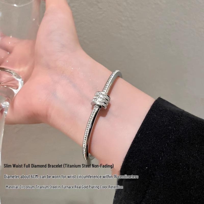 Roségoldfarbenes Sternenhimmel Titanstahl Damen Luxusarmband - Nicht verblassend, Schlichtes Kreisdesign