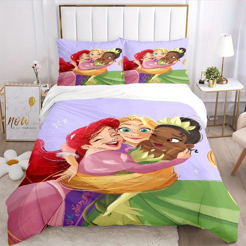 3pcs Set Disney Princess Friendship1pc of Quilt Cover+2pcs of Pillowcase, No Core, Print Bedding, All Seasons Bedroom Setting116