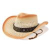 New western cowboy straw hat European and American gradual change color retro panama straw hat fashion jazz top hat