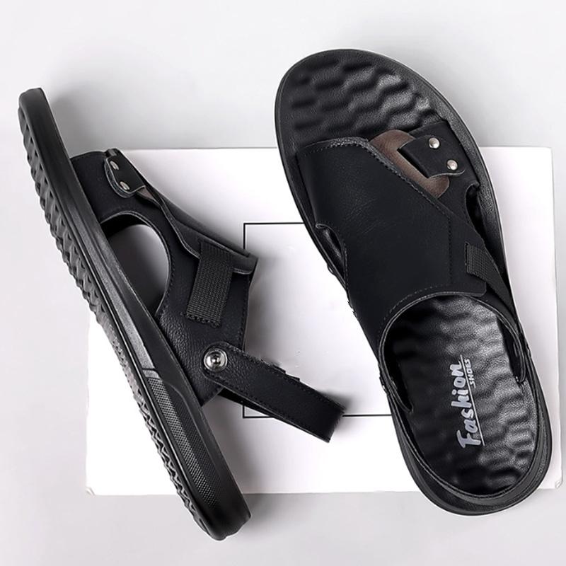 Fashion Classic Open Toe Men's Sandals Summer 2024 Non-slip Waterproof Sandals Men's Soft Bottom Wear-resistant Middle-aged Dual-use