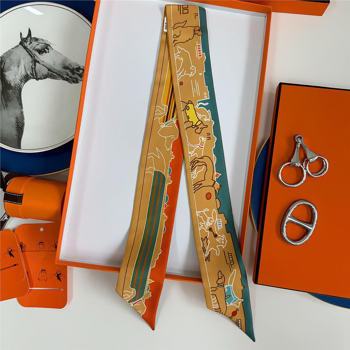 

Летний двухсторонний шарф из шелковой ленты Mulberry 2024 года, светло-серый твил 18 момми, универсальный браслет 86 x 5 cm