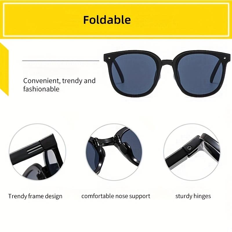 1/2pcs Fashion Folding Sunglasses Female Rivet Sun Glasses Simple Design Large Frame Retro Goggles For Convenient Travel Oculos