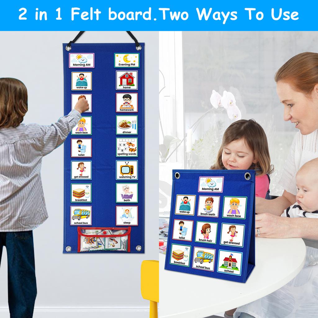 Kind Visueller Zeitplan Hängender Visueller Planer Aufgabenplan mit 70 Karten Magnetisch Kinder Lernkalender Tabelle Lernspielzeug