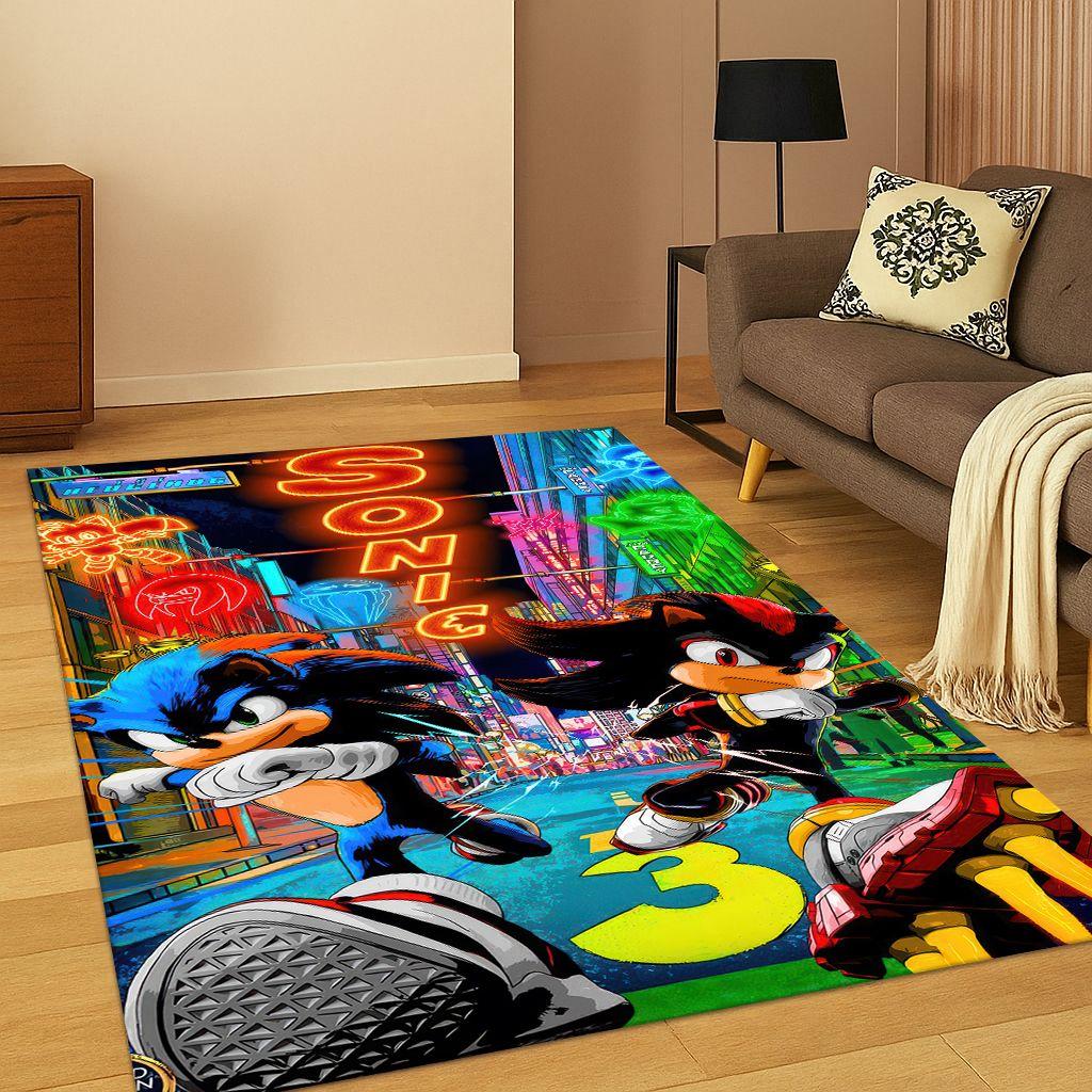 

3D S-Sonic Cartoon Game Carpet Rug for Bedroom Living Room Sofa Doormat Home Decor,Kids Play Area Rug Non-slip Christmas Gift 40x60cm