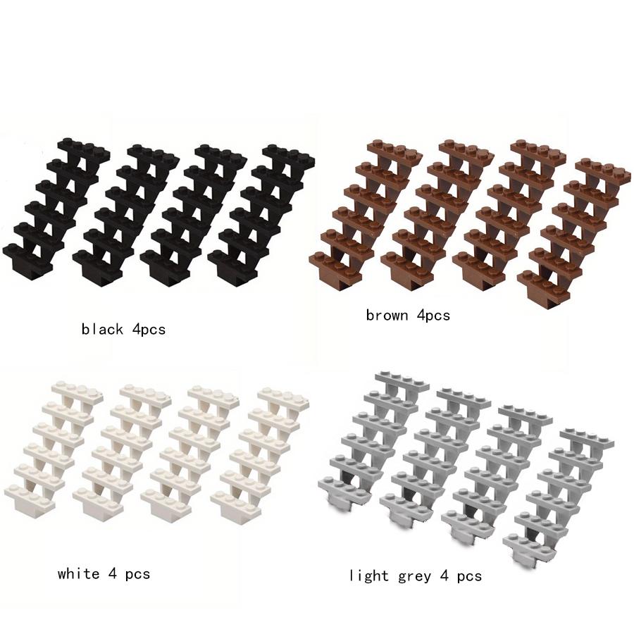 16 ks Schodišťové MOC kostky 7x4x6 Dům Schody Rovné Otevřené 30134 Schůdky Žebřík Modulární Moje Město Stavební kostky Částice Děti