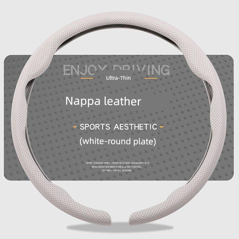 Car Steering Wheel Cover, Ultra-Thin, Breathable, Non-Slip, Sweat-Absorbent, New Style, Unisex, Suede Nappa Leather Handle Cover for Summer