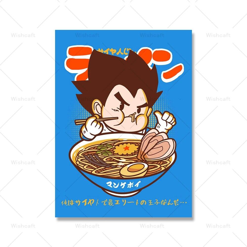 Japanese Anime Cartoon Character Ramen Food Wall Art Prints Funny Noodles Poster Kitchen Art Canvas Painting Pictures Home Decor No Frame