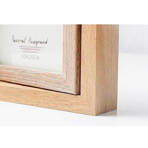 Wooden Photo Frame, Large/KG Size, Double-Sided, Triple Panel, Rotatable, Perfect for Multiple Photos (10*15cm), Woodgrain Finish, Nordic Style, Displ
