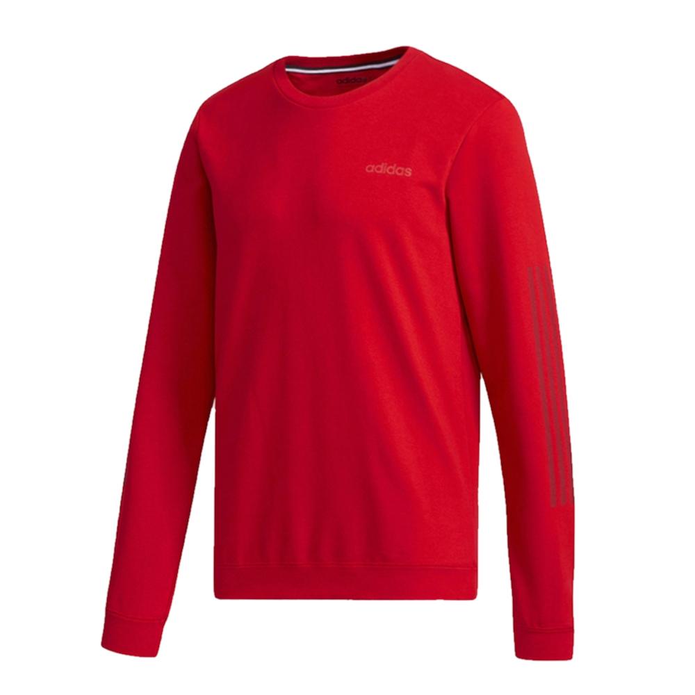 Adidas Neo M Ce 3S Swt Round Neck Pullover Striped Sweatshirt Men Sweatshirt Red DM4258