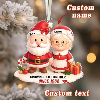 Pendentif à Suspendre pour Arbre de Noël Vieillir Ensemble Depuis 2025 Ornement de Noël Personnalisé en Acrylique Décoration Couple Père Noël