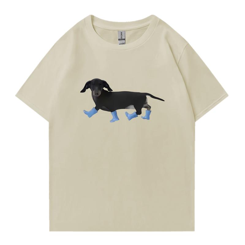 Vtipné tričko s potiskem jezevčíka 100% bavlna s krátkým rukávem Unisex Dámské s kulatým výstřihem Oversized tričko Letní Unisex oblečení