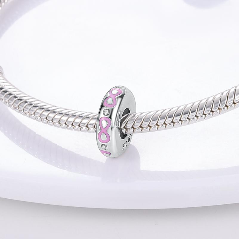 925 Sterling Silver Silicone Spacer Stopper Clip Charms Safety Chain Charms Fit Fashion Style Bracelet Gift Women 