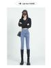 Women's Thickened High-Waisted Skinny Jeans, Double Button, Plus Velvet, Korean Style, Warm Stretchy Slim Fit Pencil Pants for Autumn/Winter