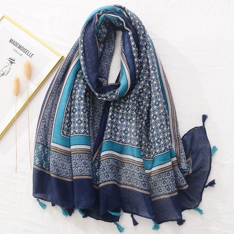 Women Fashion Aztec Lovely Floral Tassel Viscose Shawl Scarf Lady Print Pashmina Stole Wrap Snood Bufandas Muslim Hijab Sjaal