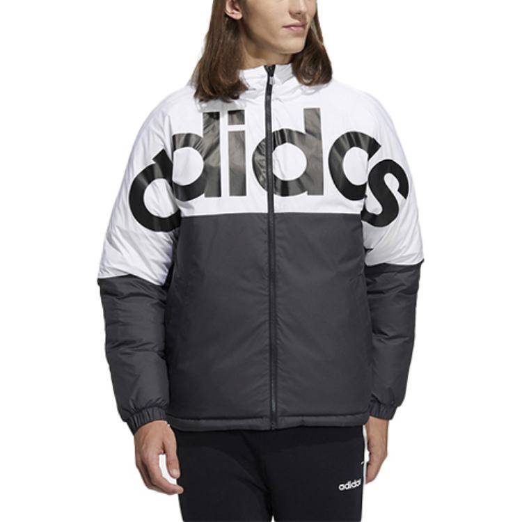 Adidas Neo Colorblock Large Logo Reversible Down Jacket Men Outerwear Black H45282