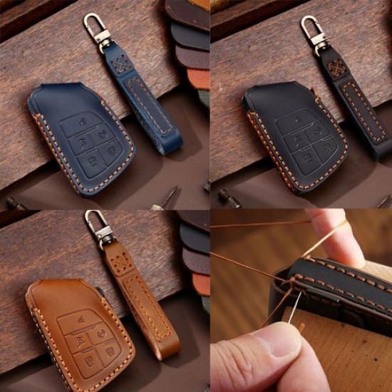 Leather Remote Car Key Cover Case Fob Holder Shell For GMC Yukon Chevy Suburban