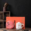 Hand-painted Ceramic Persimmon Tea Cup Set with Puerh Tea Gift