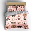 Cute Dogs with Hearts Pattern Bedding Duvet Cover Set Duvet Cover Pillowcases  (1*Duvet Cover 2*Pillowcases, Without Duvet Insert)