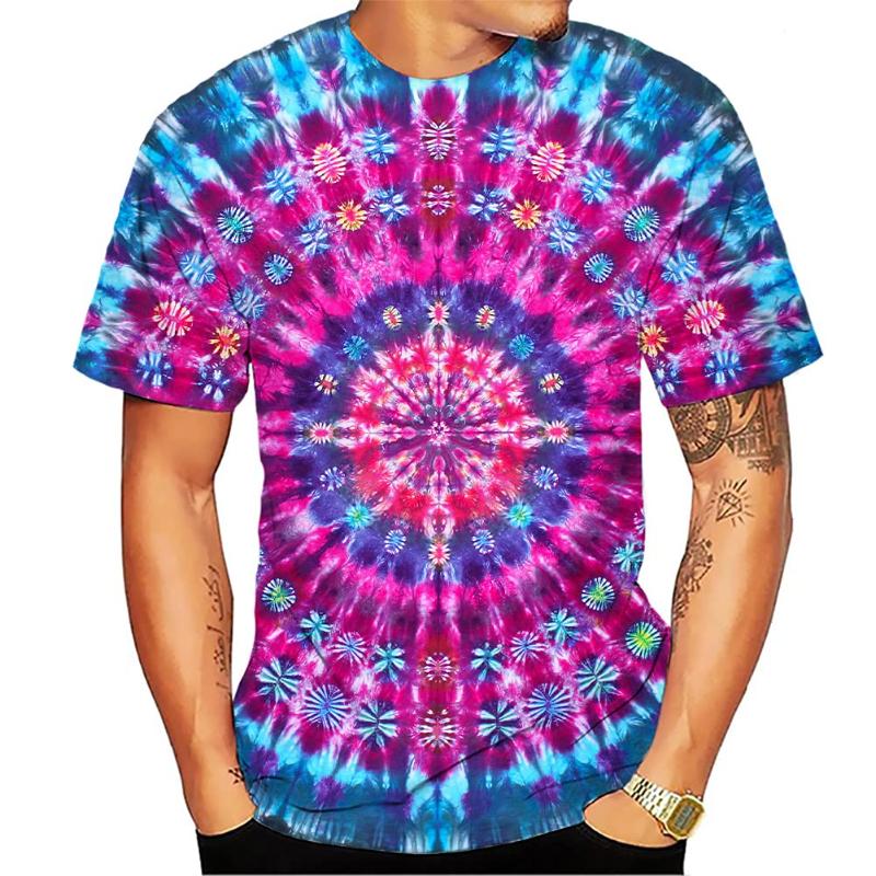 Colorful Vortex Tie-dye Pattern Printing 3D T Shirt for Men and Women Short Sleeve T Unisex Fashion O Neck Casual Men's Clothing