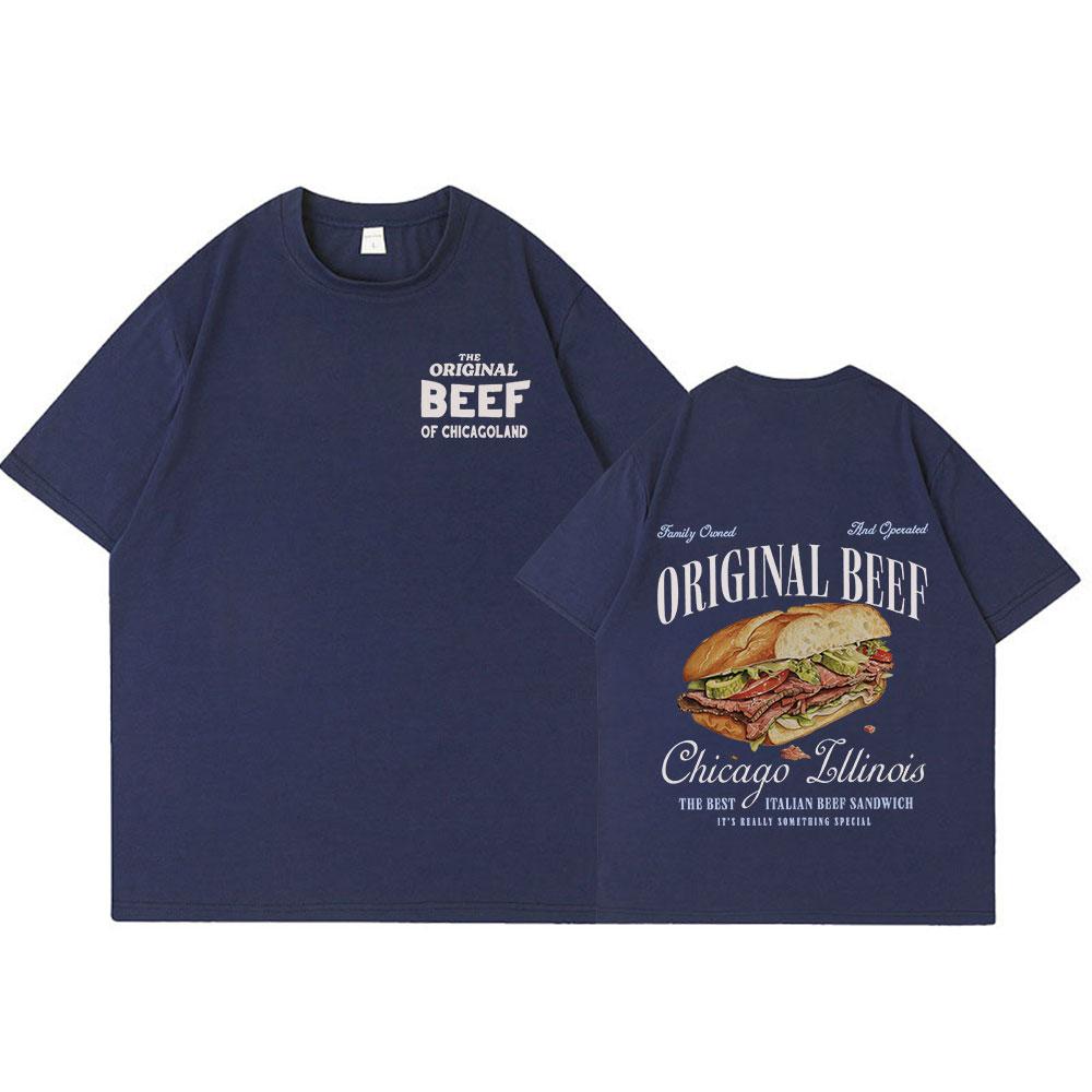 Restaurant Sandwich The Bear TV Show T-shirts The Original Beef of Chicagoland T-shirt Men Women Cotton Short Sleeve T Shirts