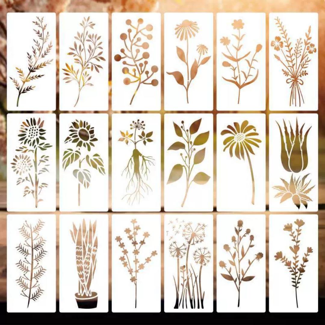 

Floral Design Stencils Bulk Diy Templates Reusable Craft Stencils Creative Flower Painting Stencils For Wood Art Projects Gift