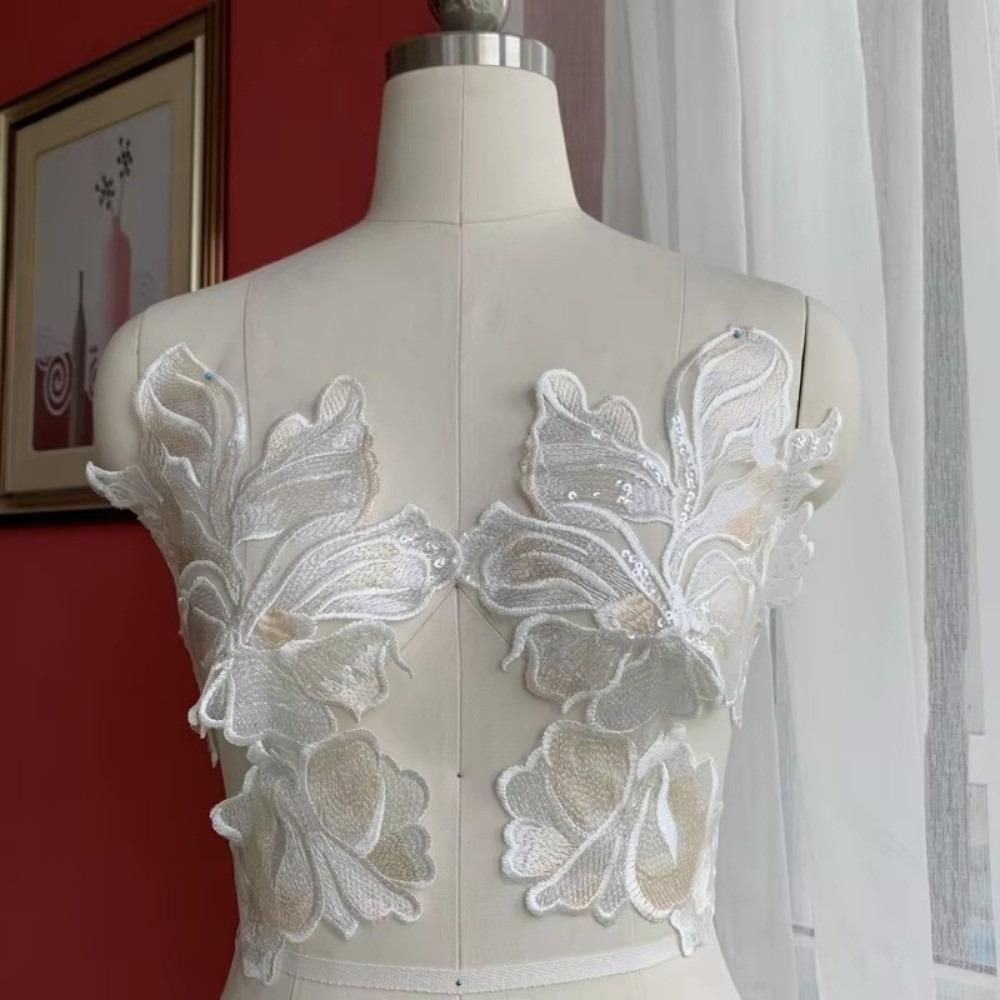 Fashion Large Floral Embroidery Collars Mesh Beautiful Lace Chest Flower Patch Dress Collar Woman's Clothing Accessories
