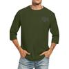 Men's casual and fashionable printed collar three-quarter sleeve top T-shirt