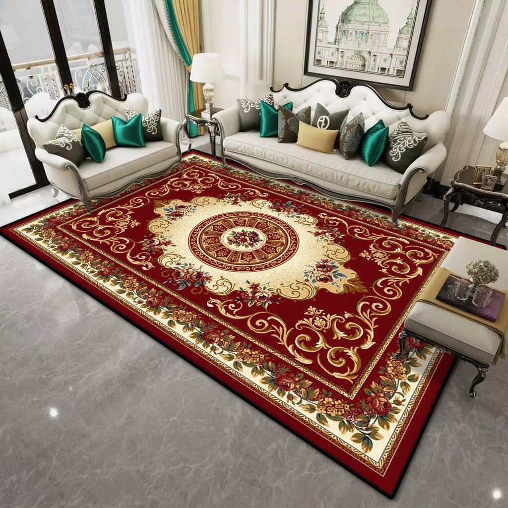 Persian Style Red Large Living Room Carpet Soft Non-slip Decoration Home Dining Room Rug Easy Clean Coffee Tables Mat Washable