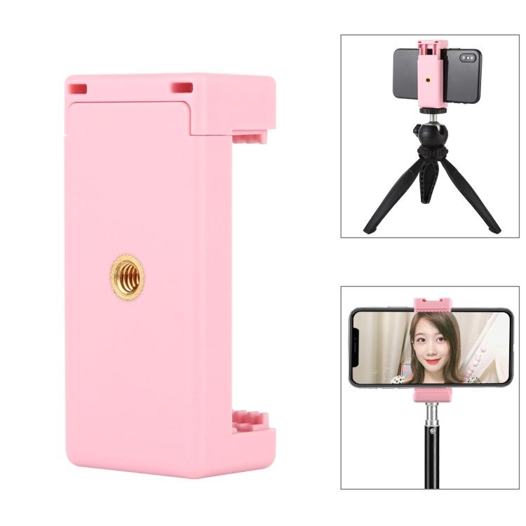 

PULUZ Selfie Sticks Tripod Mount Phone Clamp with 1/4 inch Screw Holes & Cold Shoe Base рожевий