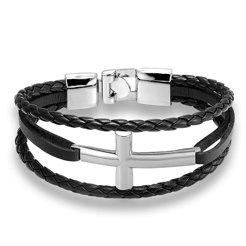European and American Cowhide Woven Cross Bracelet, Fashion Trend T Buckle Strap 2026