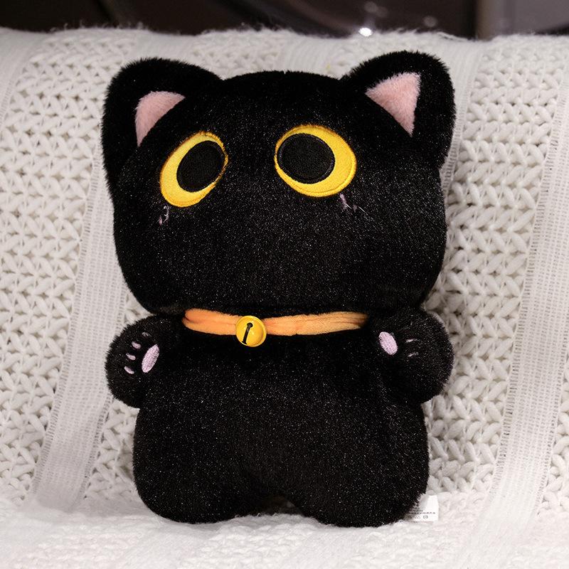 35cm Kawaii Große Augen Schwarze Katze Plüschtier Puppe Weiches Kuscheltier Katzenkissen Kissen Geburtstagsgeschenk für Kinder Heimdekoration
