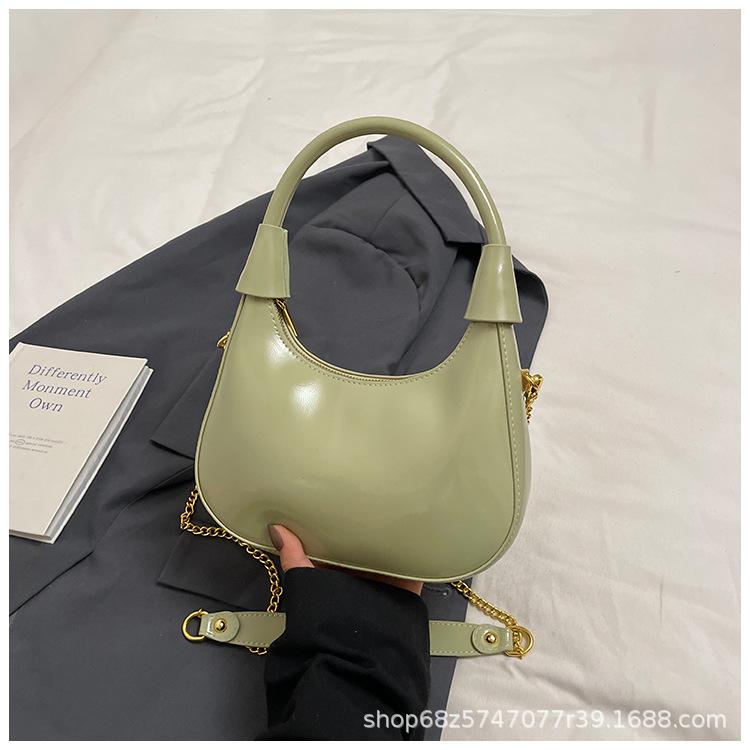 This Year's Popular Small Bag 2025 New Spring and Summer Patent Leather Versatile Chain Messenger Bag Portable Dumpling Bag