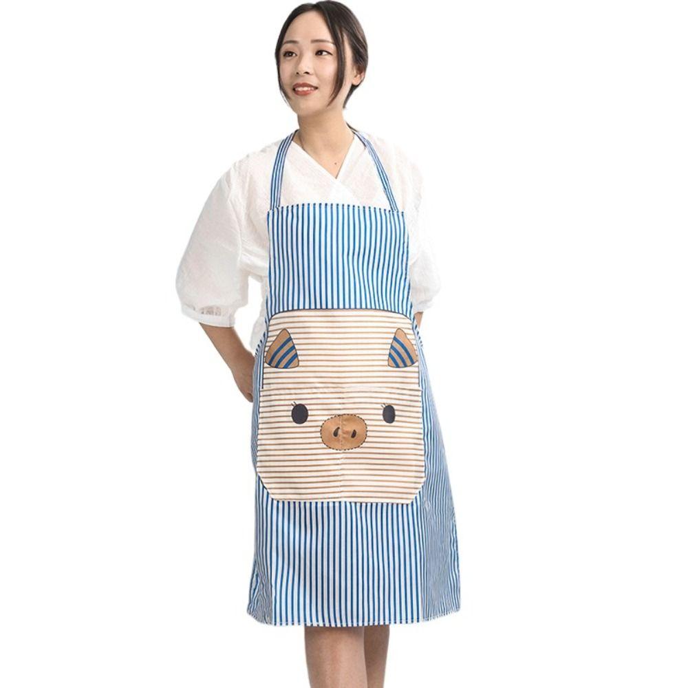 Stripe Pig Pattern Apron Oil-proof Cartoon Apron Cute   Kitchen