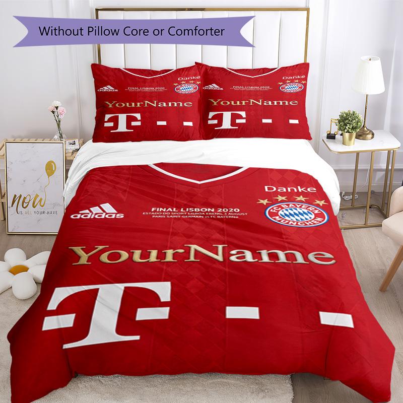 Bayern Monaco Personalizza il tuo nome Set Biancheria da Letto Copripiumino Traspirante con Federe Decorazione per la Casa Regalo di Compleanno