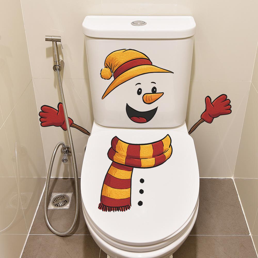 Cartoon Patchwork Christmas Snowman Kitchen Dining Room Home Decoration Wall Stickers