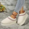 Thick Soles Wear Winter Half Slippers, New Ethnic Style Lace Semi-support Snow Cotton Slippers