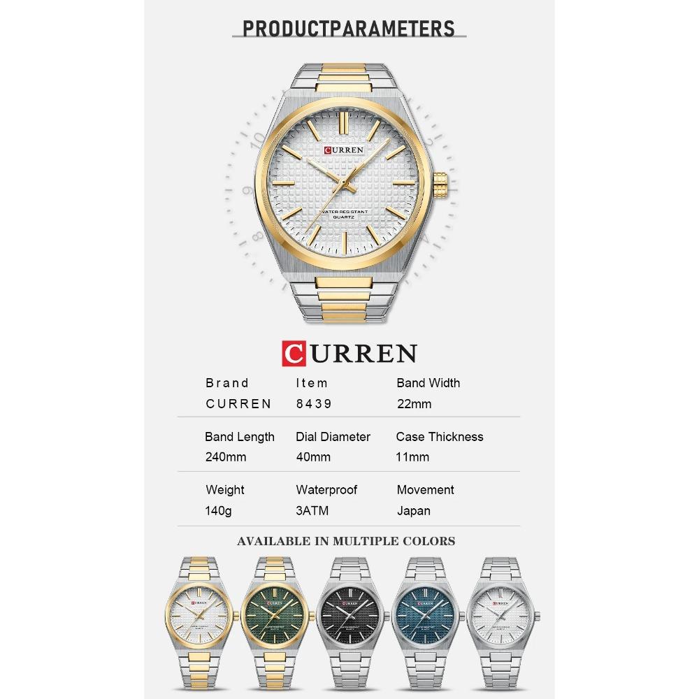 CURREN 8439 Top Brand Men's Watch Luxury Business Waterproof Stainless Steel Military Quartz Men's Watches