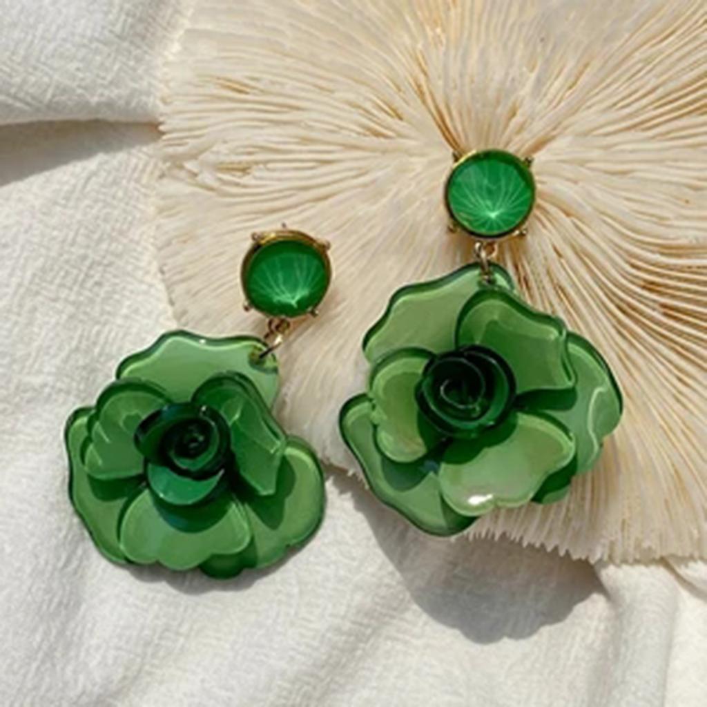 Elegant Rose Flower Dangle Earrings Alluring Flower Drop Earrings Jewelry Attractive Dangle Ear Studs for Daily Wear